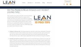 
							         Are You Ready to Be an Amazon.com Vendor? (10 PRO TIPS) - Lean ...								  
							    