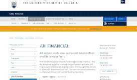 
							         ARI Financial | UBC Finance								  
							    