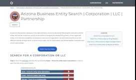 
							         Arizona Business Entity Search | Corporation | LLC | Partnership |								  
							    