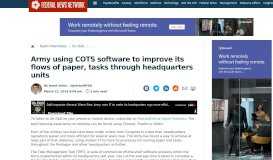 
							         Army using COTS software to get paper, tasks through ...								  
							    