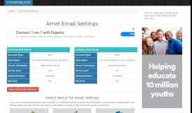 
							         Arnet Email Settings | arnet.com.ar SMTP, IMAP & POP Server								  
							    