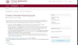 
							         Article - Create a Pioneer Portal Acc... - Texas Woman's University								  
							    