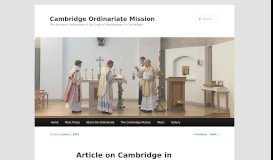
							         Article on Cambridge in The Portal | Cambridge Ordinariate Mission								  
							    