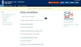
							         Articles and databases | University of Toronto Libraries								  
							    