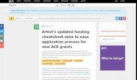 
							         Artist's updated funding cheatsheet aims to ease application process ...								  
							    