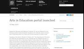
							         Arts in Education portal launched | Arts Council of Ireland								  
							    