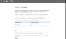 
							         Arts Supplement | Admissions and Financial Aid | Colby College								  
							    