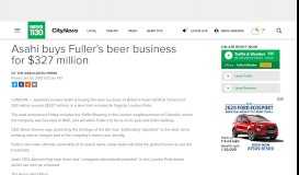 
							         Asahi buys Fuller's beer business for $327 million - News 1130								  
							    
