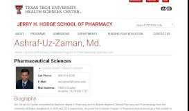 
							         Ashraf-Uz-Zaman, Md. | Texas Tech University Health Sciences Center								  
							    