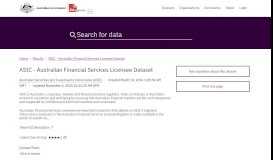 
							         ASIC - Australian Financial Services Licensee Dataset | Datasets								  
							    