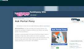 
							         Ask Portal Pony | Tumblrpony Wiki | FANDOM powered by Wikia								  
							    