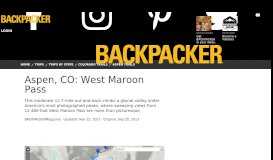 
							         Aspen, CO: West Maroon Pass - Backpacker								  
							    