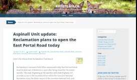 
							         Aspinall Unit update: Reclamation plans to open the East Portal Road ...								  
							    