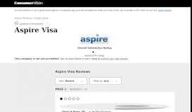 
							         Aspire Visa 39 Reviews (with Ratings) | ConsumerAffairs								  
							    