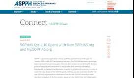 
							         ASPPH | SOPHAS Cycle 10 Opens with New SOPHAS.org and My ...								  
							    