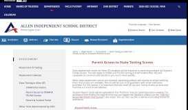 
							         Assessment / Parent Access to Test Scores - Allen ISD								  
							    