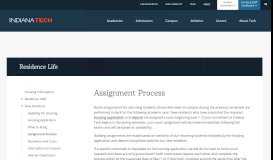 
							         Assignment Process - Indiana Tech: Residence Life								  
							    