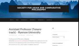 
							         Assistant Professor (Tenure-track) – Ryerson University – Society for ...								  
							    