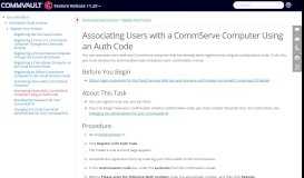 
							         Associating Users with a CommServe Computer Using an Auth Code								  
							    