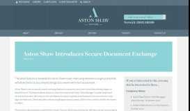 
							         Aston Shaw Introduces Secure Document Exchange								  
							    