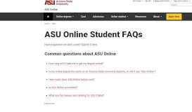 
							         ASU Online Student FAQs - Arizona State University								  
							    