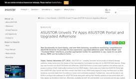 
							         ASUSTOR Unveils TV Apps ASUSTOR Portal and Upgraded AiRemote								  
							    