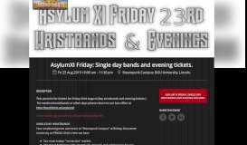 
							         Asylum XI Friday. Single day wristbands and evening features. for ...								  
							    