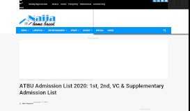 
							         ATBU Admission List 2019: 1st, 2nd, VC & Supplementary Admission ...								  
							    