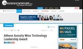 
							         Athene Annuity Wins Technology Leadership Award ...								  
							    