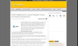 
							         AT&T NetBond for Cloud Targets Cloud-to-Cloud Connectivity ...								  
							    