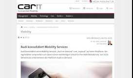 
							         Audi konsolidiert Mobility Services - carIT								  
							    