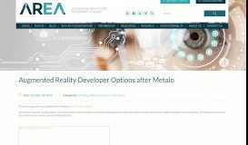 
							         Augmented Reality Developer Options After Metaio								  
							    