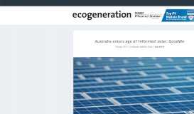 
							         Australia enters age of 'informed' solar: GoodWe | EcoGeneration								  
							    