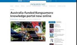 
							         Australia-funded Bangsamoro knowledge portal now online | Inquirer ...								  
							    