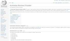 
							         Australian Business Number - Wikipedia								  
							    