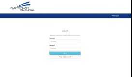 
							         Australian Financial Online Account Access - Log in								  
							    
