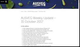 
							         AUSVEG Weekly Update – 31 October 2017 | AUSVEG								  
							    