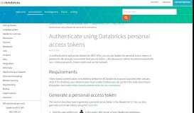 
							         Authentication — Databricks Documentation								  
							    