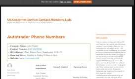 
							         Autotrader Phone Numbers - UK Customer Service Contact Numbers ...								  
							    