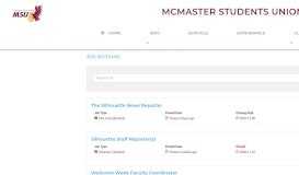 
							         Available Jobs - MSU McMaster Students Union								  
							    