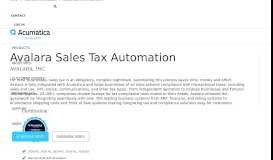 
							         Avalara - Sales Tax Automation | Acumatica Cloud ERP								  
							    
