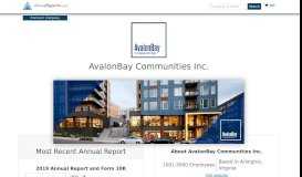 
							         AvalonBay Communities Inc. - AnnualReports.com								  
							    
