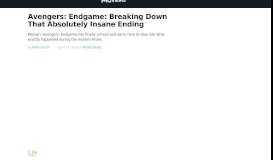 
							         Avengers: Endgame: Breaking Down That Absolutely Insane Ending								  
							    