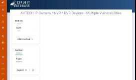 
							         AVTECH IP Camera / NVR / DVR Devices - Multiple ...								  
							    