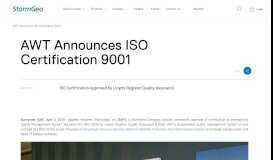 
							         AWT Announces ISO Certification 9001 - StormGeo - Freedom to ...								  
							    