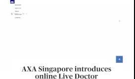 
							         AXA Singapore introduces online Live Doctor Consultations |...								  
							    