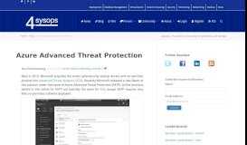 
							         Azure Advanced Threat Protection – 4sysops								  
							    