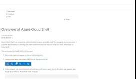 
							         Azure Cloud Shell overview | Microsoft Docs								  
							    