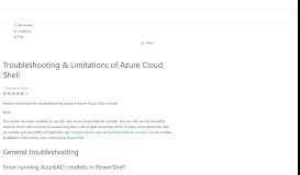 
							         Azure Cloud Shell troubleshooting | Microsoft Docs								  
							    