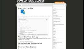 
							         Azure Data Catalog « Developer's Closet								  
							    